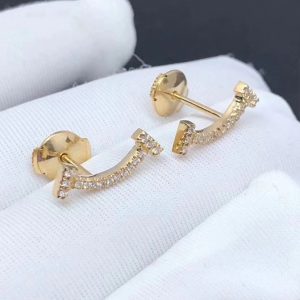 Tiffany T Smile 18k Yellow Gold Diamond Earrings