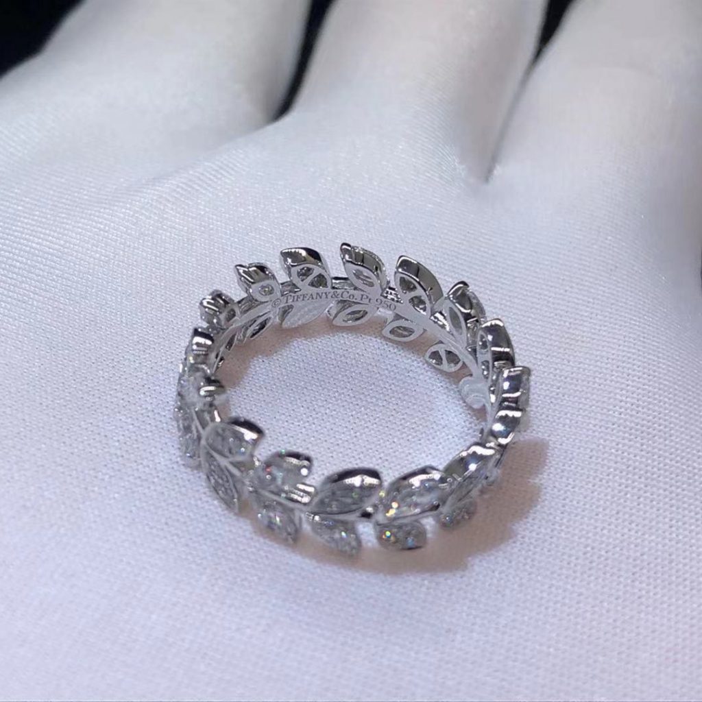 Tiffany Victoria Platinum & Diamond Vine Band Ring Real 11 High