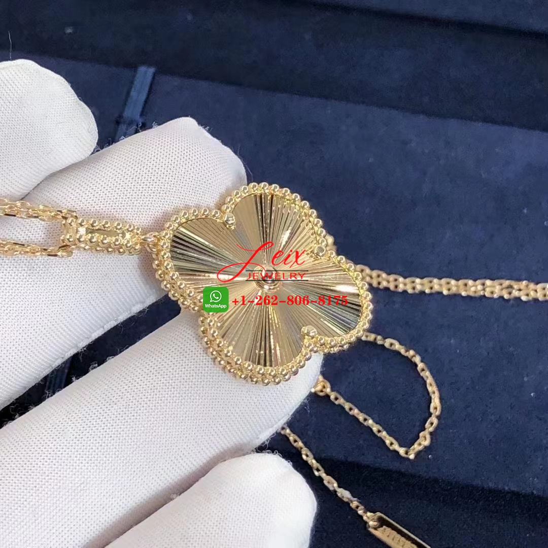 VCA Magic Alhambra 1 Motif Guilloché 18k Yellow Gold Long Necklace (3) VCA Magic Alhambra 1 Motif Guilloché 18k Yellow Gold Long Necklace
