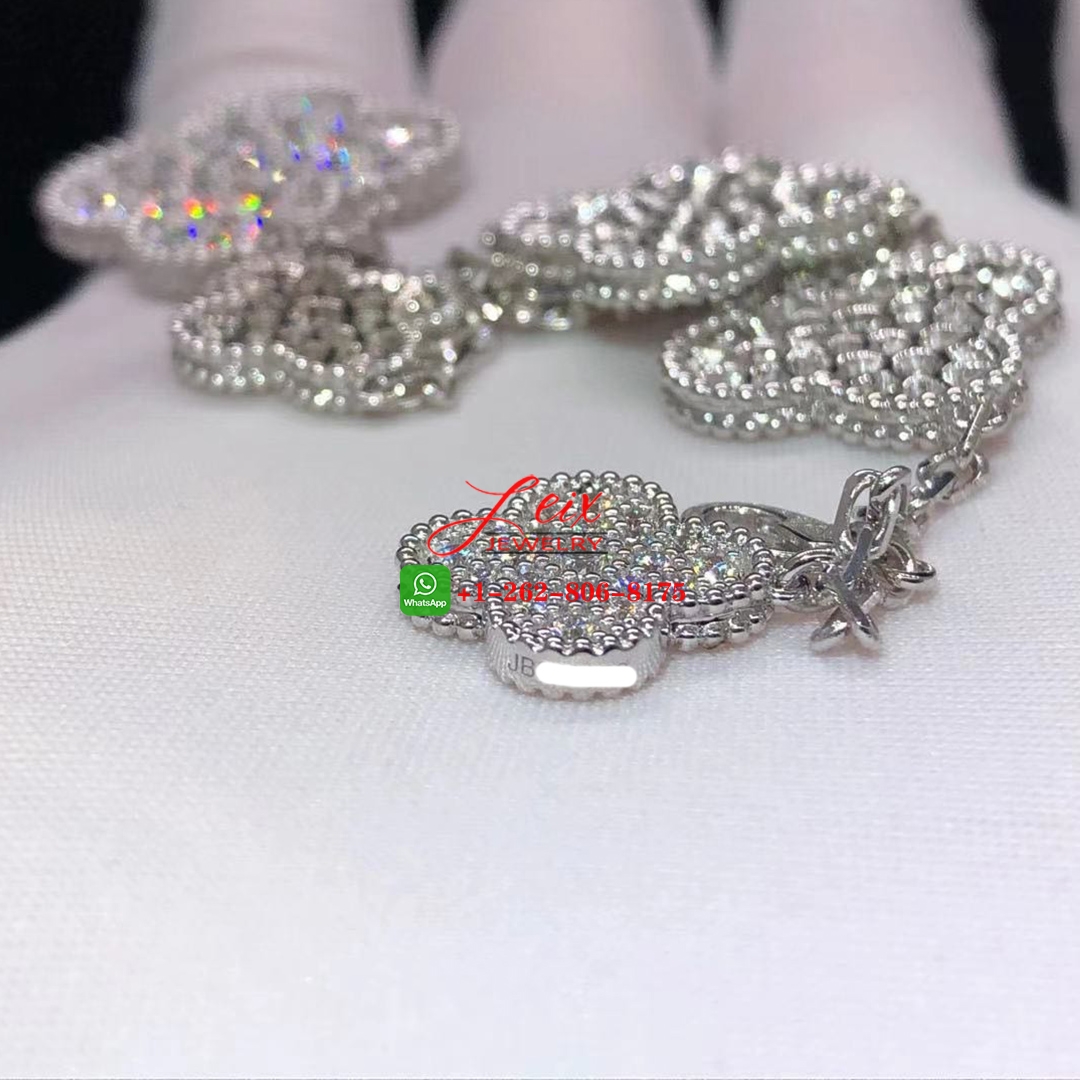 VCA Magic Alhambra 18K White Gold and 5.64 ct Diamonds 5 Motif Bracelet (5) VCA Magic Alhambra 18K White Gold and 5.64 ct Diamonds 5 Motif Bracelet