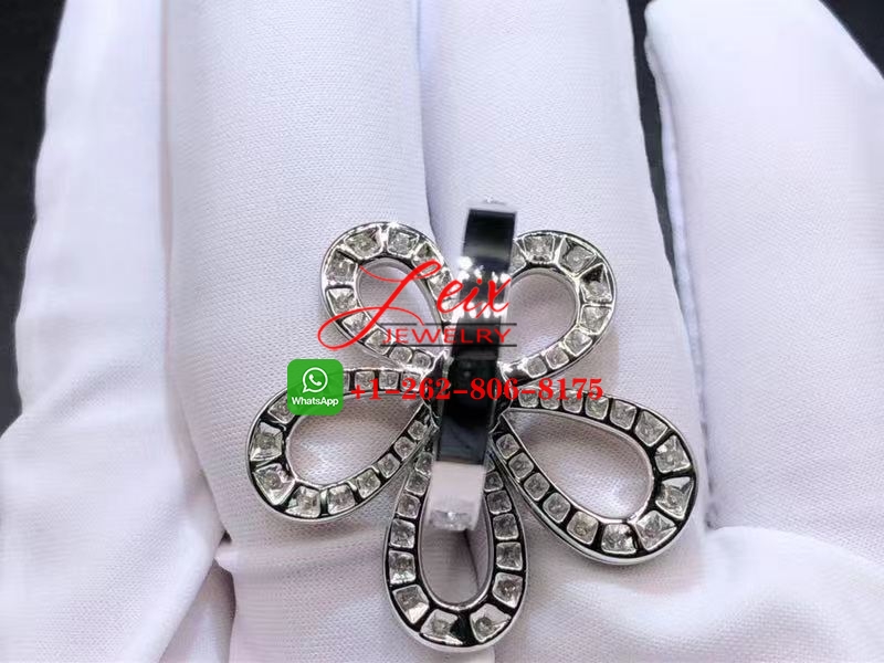 Van Cleef Arpels 18K White Gold 2.66ct Diamonds Flowerlace Ring (1) Van Cleef Arpels 18K White Gold 2.66ct Diamonds Flowerlace Ring