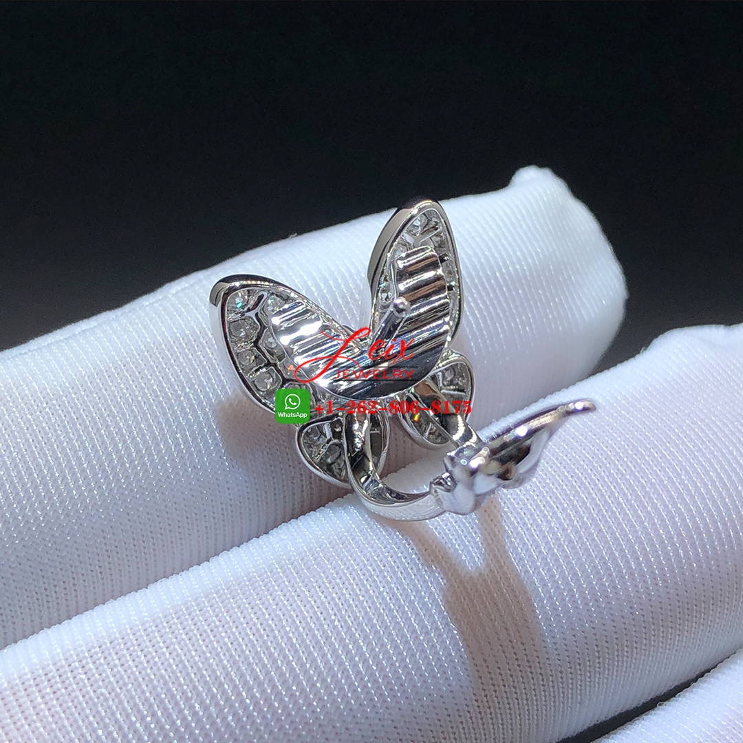 Van Cleef & Arpels 18k White Gold Two Butterfly Diamond Earrings (1) Van Cleef & Arpels 18k White Gold Two Butterfly Diamond Earrings