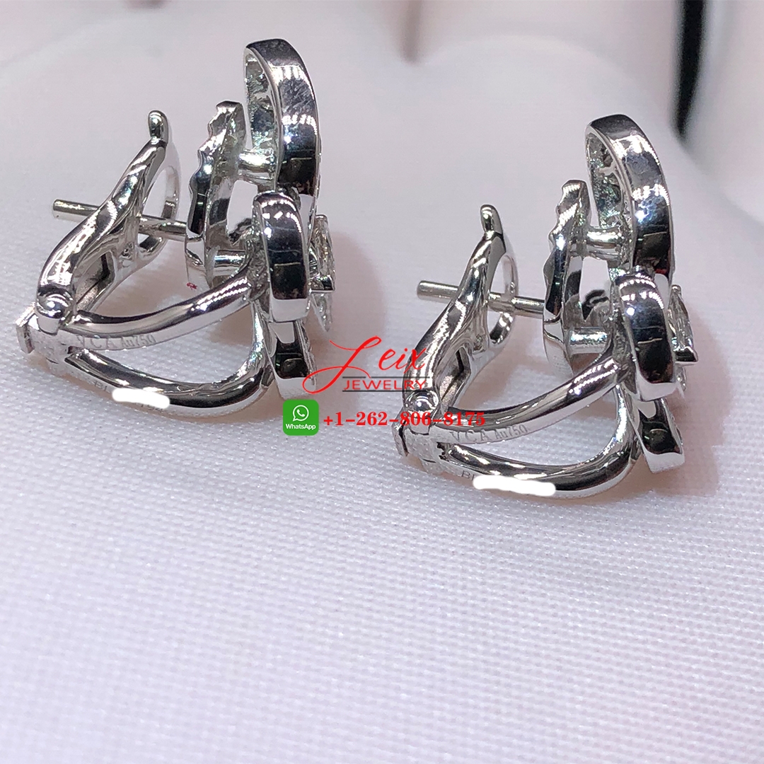 Van Cleef & Arpels 18k White Gold Two Butterfly Diamond Earrings (2) Van Cleef & Arpels 18k White Gold Two Butterfly Diamond Earrings