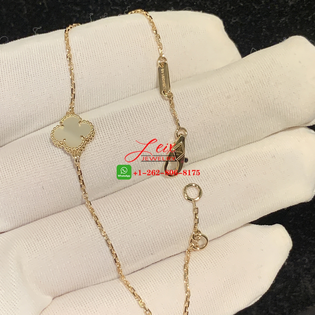 Van Cleef & Arpels 18k Yellow Gold and Mother of Pearl Sweet Alhambra Bracelet Van Cleef & Arpels 18k Yellow Gold and Mother of Pearl Sweet Alhambra Bracelet