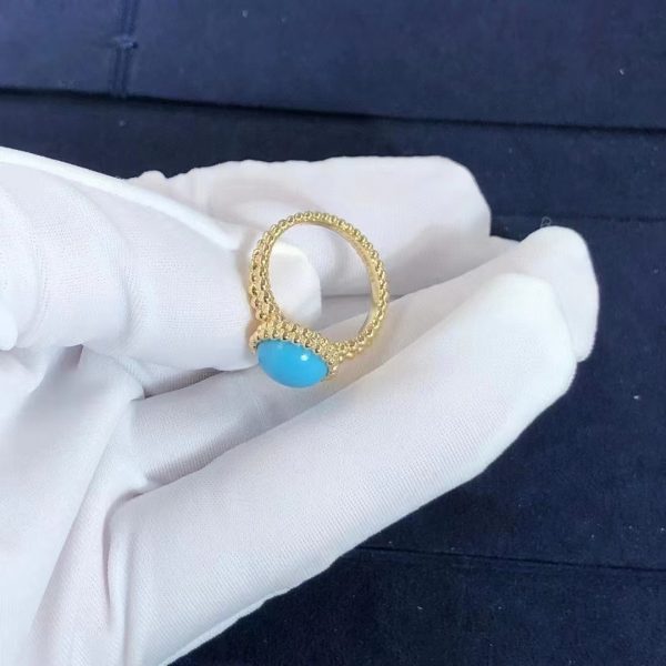 Van Cleef & Arpels Perlee Couleurs 18K Yellow Gold Turquoise Ring
