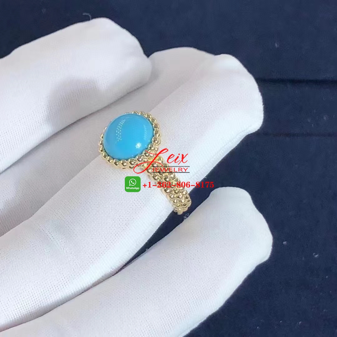 Van Cleef & Arpels Perlee Couleurs 18K Yellow Gold Turquoise Ring (5) Van Cleef & Arpels Perlee Couleurs 18K Yellow Gold Turquoise Ring