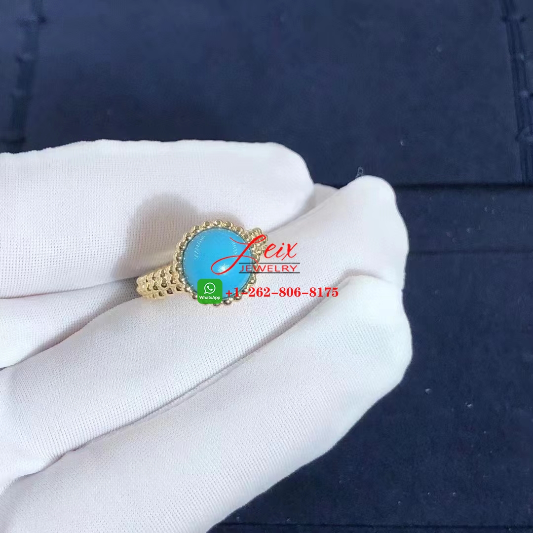 Van Cleef & Arpels Perlee Couleurs 18K Yellow Gold Turquoise Ring (6) Van Cleef & Arpels Perlee Couleurs 18K Yellow Gold Turquoise Ring