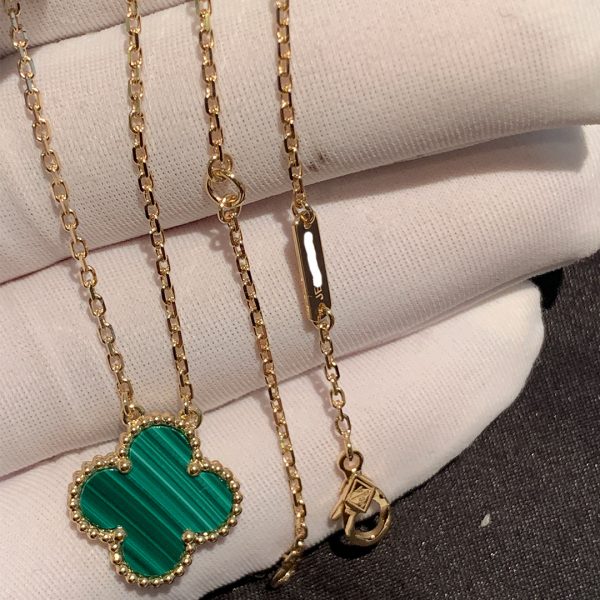 Van Cleef & Arpels Pure 18k Yellow Gold and Malachite Vintage Alhambra Pendant
