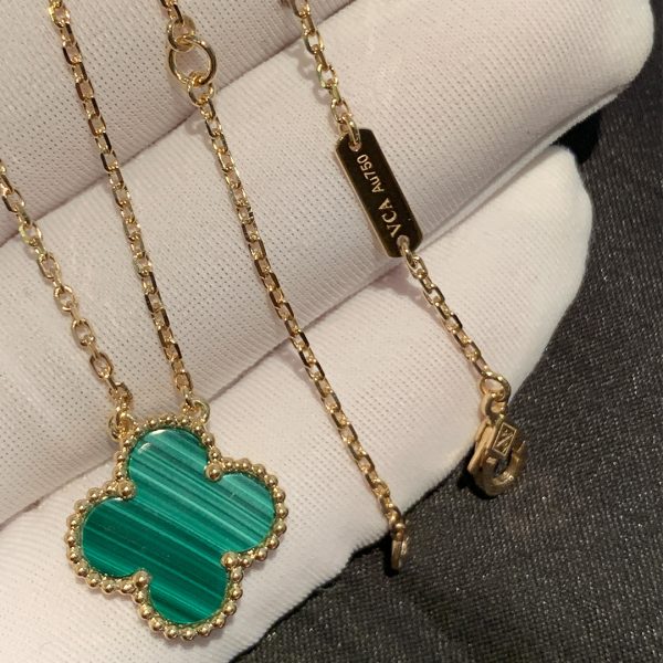 Van Cleef & Arpels Pure 18k Yellow Gold and Malachite Vintage Alhambra Pendant