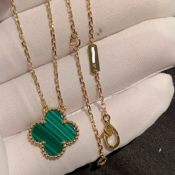 Van Cleef & Arpels Pure 18k Yellow Gold and Malachite Vintage Alhambra Pendant