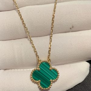 Van Cleef & Arpels Pure 18k Yellow Gold and Malachite Vintage Alhambra Pendant