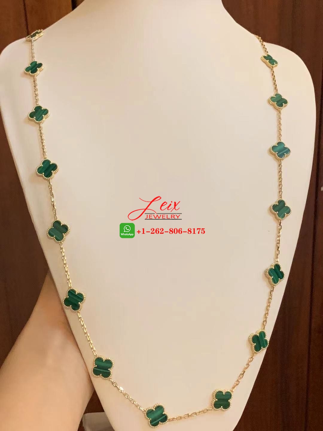 Van Cleef & Arpels Vintage Alhambra 18K Yellow Gold Malachite 20 Motifs Long Necklace (3)