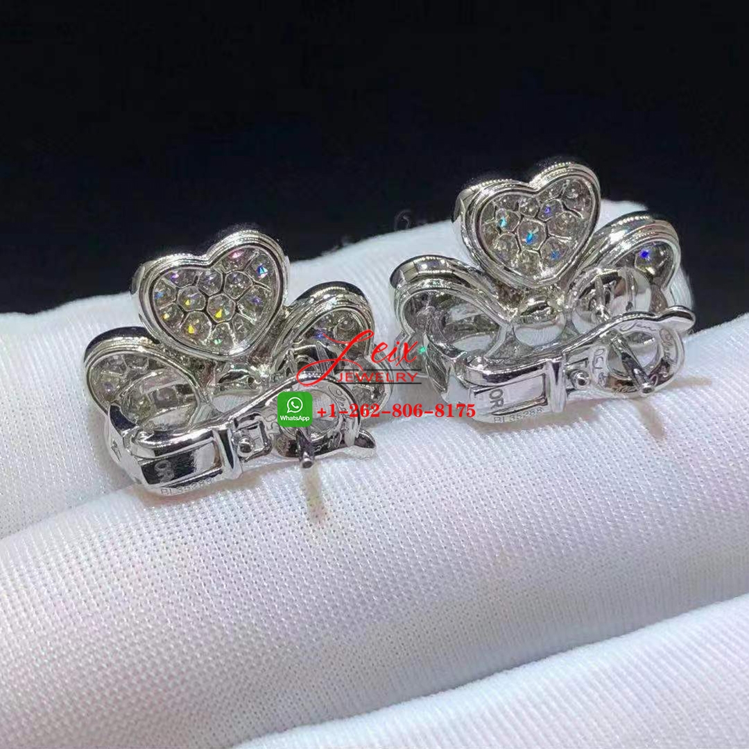 Van Cleef Cosmos 18K White Gold Medium Model 3.14ct Full Pave Diamond Earrings (2) Van Cleef Cosmos 18K White Gold Medium Model 3.14ct Full Pave Diamond Earrings