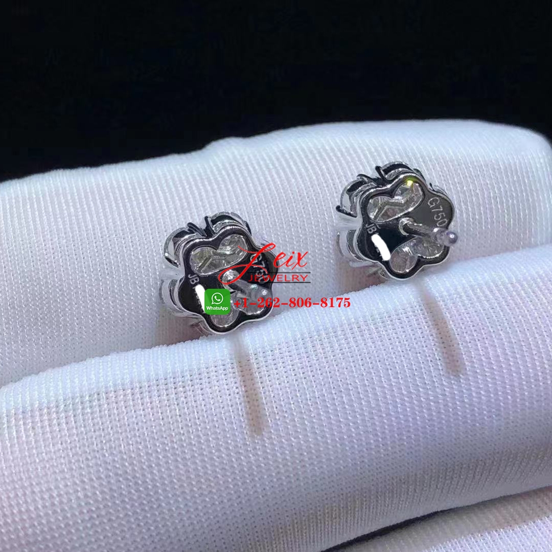 Van Cleef Fleurette 18K White Gold 1.88ct Diamond Large Model Earstuds Earrings (1) Van Cleef Fleurette 18K White Gold 1.88ct Diamond Large Model Earstuds Earrings