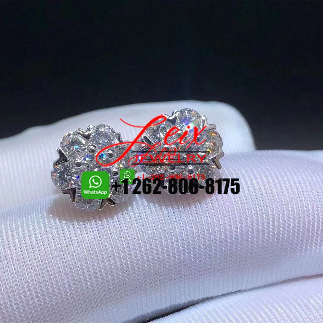 Van Cleef Fleurette 18K White Gold 1.88ct Diamond Large Model Earstuds Earrings Van Cleef Fleurette 18K White Gold 1.88ct Diamond Large Model Earstuds Earrings