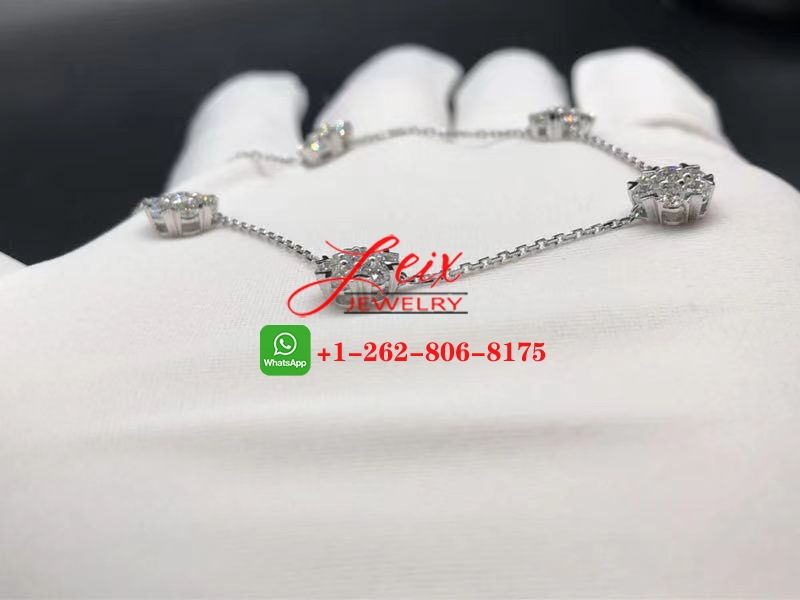 Van Cleef Fleurette 5 Flowers 18k White Gold 4.7ct Diamond Large Model Necklace (1) Van Cleef Fleurette 5 Flowers 18k White Gold 4.7ct Diamond Large Model Necklace