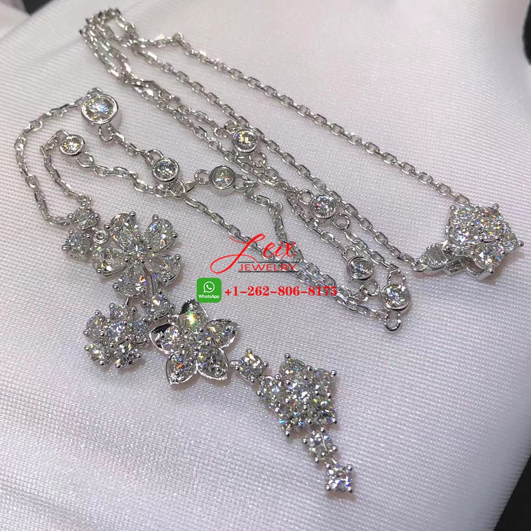 Van Cleef Folie des Prés High Jewelry 18k White Gold 4.79ct Diamonds Pendant Necklace (3) Van Cleef Folie des Prés High Jewelry 18k White Gold 4.79ct Diamonds Pendant Necklace