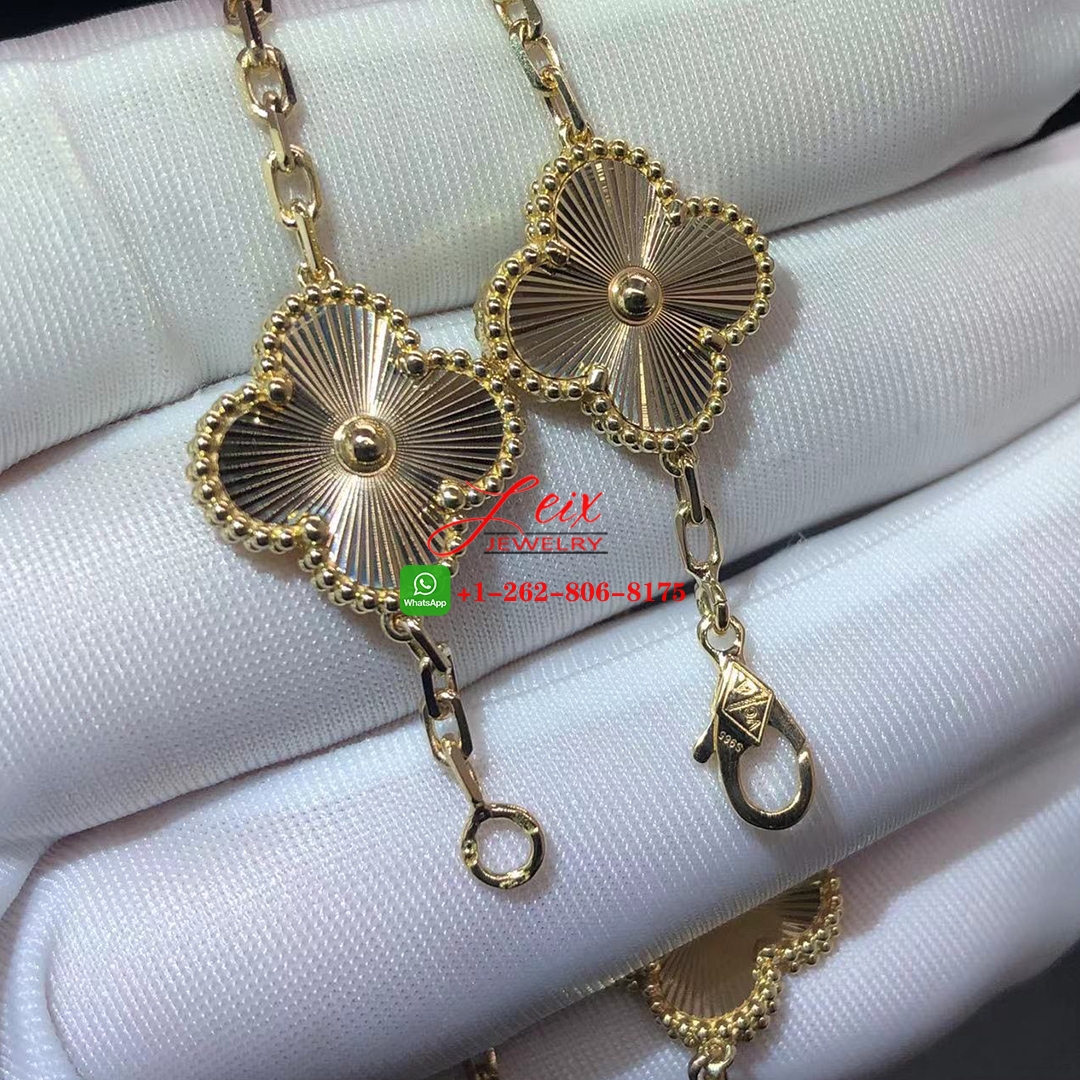 Van Cleef Vintage Alhambra 10 Motifs Guilloché Yellow Gold Necklace (5) Van Cleef Vintage Alhambra 10 Motifs Guilloché Yellow Gold Necklace