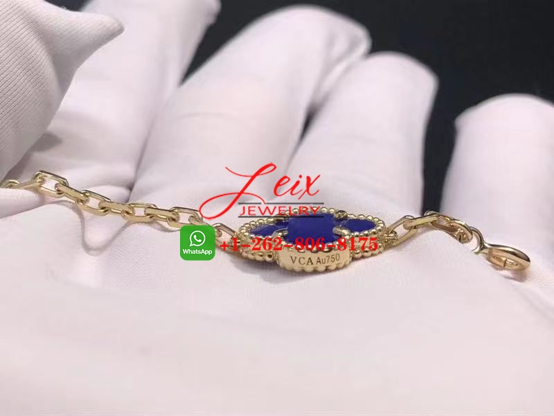Van Cleef Vintage Alhambra Lapis Lazuli & 18K Yellow Gold 20 Motif Long Necklace (1) Van Cleef Vintage Alhambra Lapis Lazuli & 18K Yellow Gold 20 Motif Long Necklace