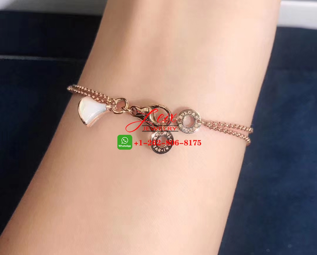 Bvlgari Diva's Dream Mother of Pearl 18k Rose Gold 4 Charms Bracelet (5) Bvlgari Diva's Dream Mother of Pearl 18k Rose Gold 4 Charms Bracelet