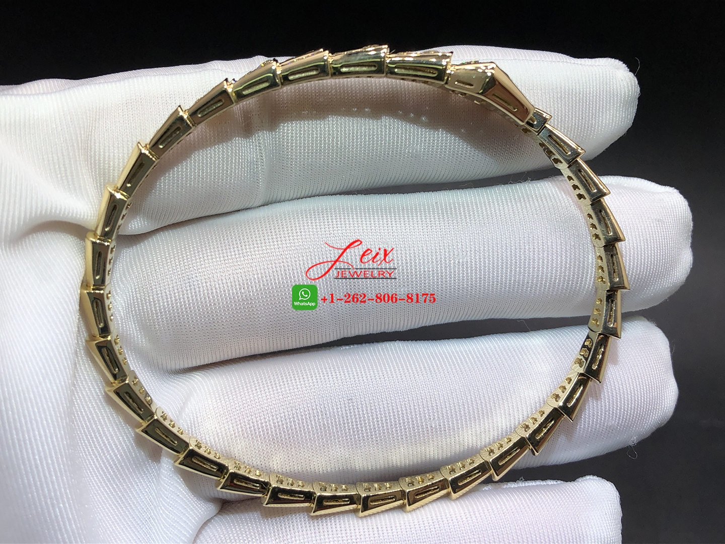 Bvlgari Serpenti Viper 18K Yellow Gold & Full Pave Diamond One-coil Slim Snake bracelet (3) Bvlgari Serpenti Viper 18K Yellow Gold & Full Pave Diamond One-coil Slim Snake bracelet