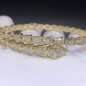 Bvlgari Serpenti Viper 18K Yellow Gold & Full Pave Diamond One-coil Slim Snake bracelet