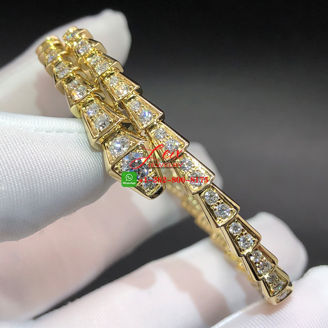 Bvlgari Serpenti Viper 18K Yellow Gold & Full Pave Diamond One-coil Slim Snake bracelet Bvlgari Serpenti Viper 18K Yellow Gold & Full Pave Diamond One-coil Slim Snake bracelet