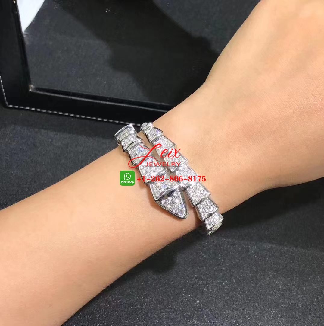 Bvlgari Serpenti Viper 18k White Gold 8.91ct Full Pave Diamond One-coil Snake Bracelet (1) Bvlgari Serpenti Viper 18k White Gold 8.91ct Full Pave Diamond One-coil Snake Bracelet