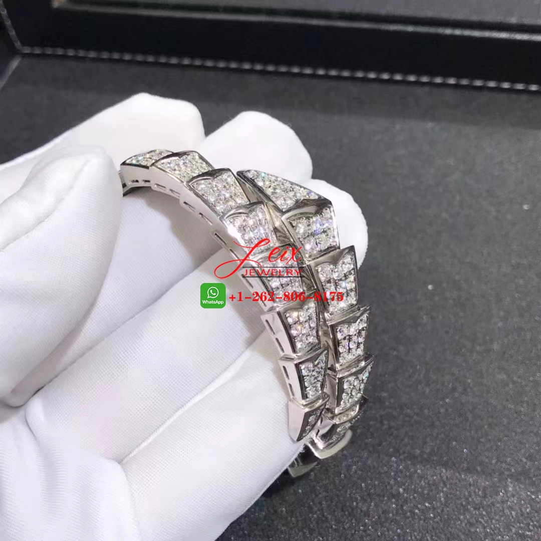 Bvlgari Serpenti Viper 18k White Gold 8.91ct Full Pave Diamond One-coil Snake Bracelet (2) Bvlgari Serpenti Viper 18k White Gold 8.91ct Full Pave Diamond One-coil Snake Bracelet