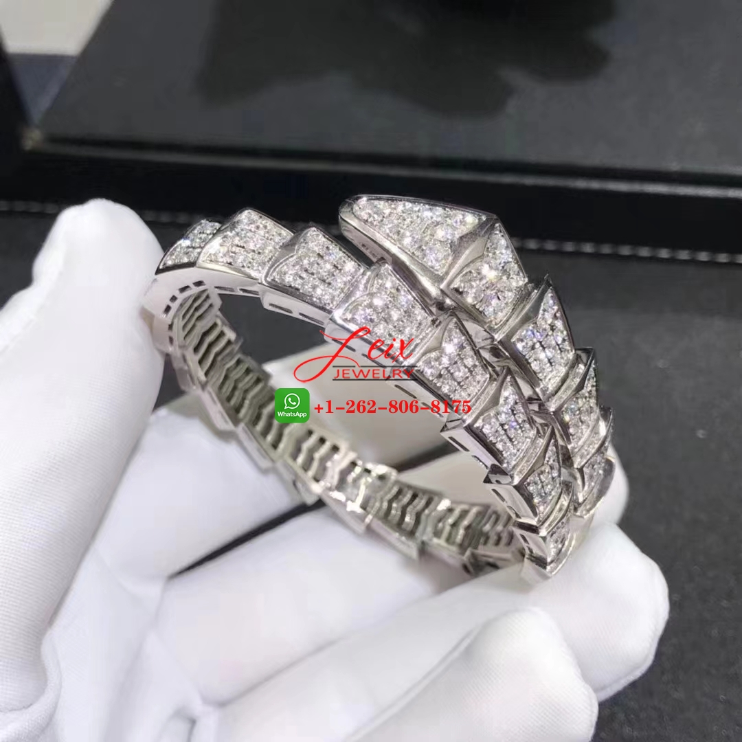 Bvlgari Serpenti Viper 18k White Gold 8.91ct Full Pave Diamond One-coil Snake Bracelet (4) Bvlgari Serpenti Viper 18k White Gold 8.91ct Full Pave Diamond One-coil Snake Bracelet