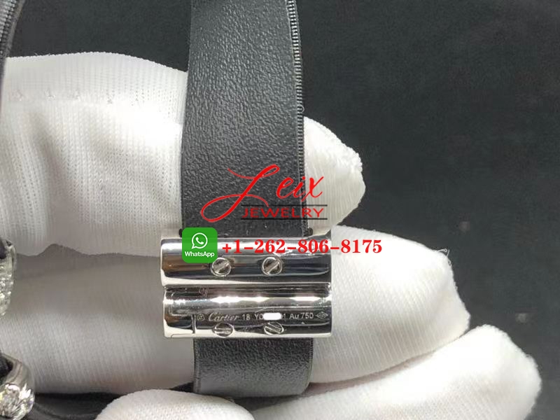 Cartier 18K White Gold 4.13ct Diamond Black Toile de Moire Panthere De Cartier Bracelet (1) Cartier 18K White Gold 4.13ct Diamond Black Toile de Moire Panthere De Cartier Bracelet