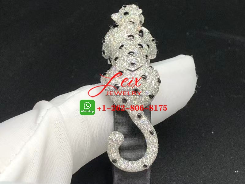 Cartier 18K White Gold 4.13ct Diamond Black Toile de Moire Panthere De Cartier Bracelet (3) Cartier 18K White Gold 4.13ct Diamond Black Toile de Moire Panthere De Cartier Bracelet