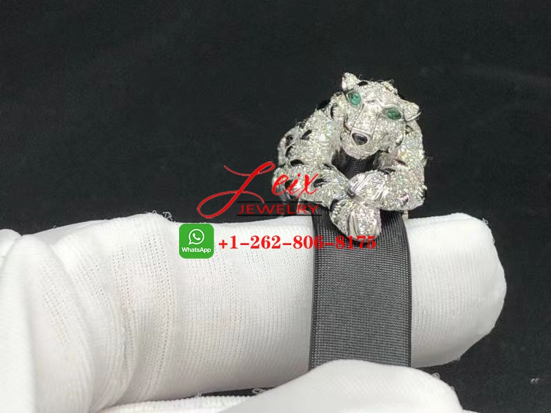 Cartier 18K White Gold 4.13ct Diamond Black Toile de Moire Panthere De Cartier Bracelet (6) Cartier 18K White Gold 4.13ct Diamond Black Toile de Moire Panthere De Cartier Bracelet