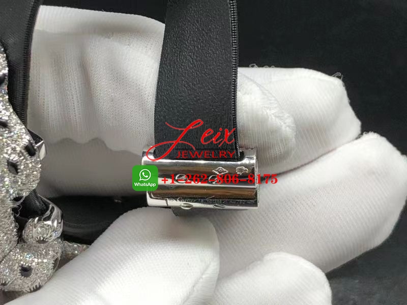 Cartier 18K White Gold 4.13ct Diamond Black Toile de Moire Panthere De Cartier Bracelet (8) Cartier 18K White Gold 4.13ct Diamond Black Toile de Moire Panthere De Cartier Bracelet