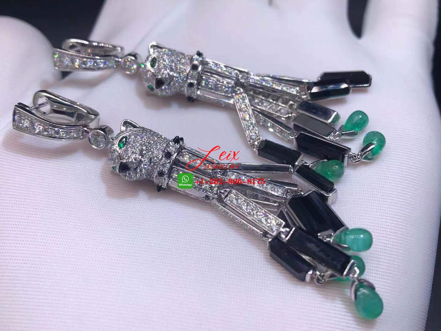 Cartier 18K White Gold 5.95ct Diamond Panthere de Cartier Tassel Earrings (1) Cartier 18K White Gold 5.95ct Diamond Panthere de Cartier Tassel Earrings