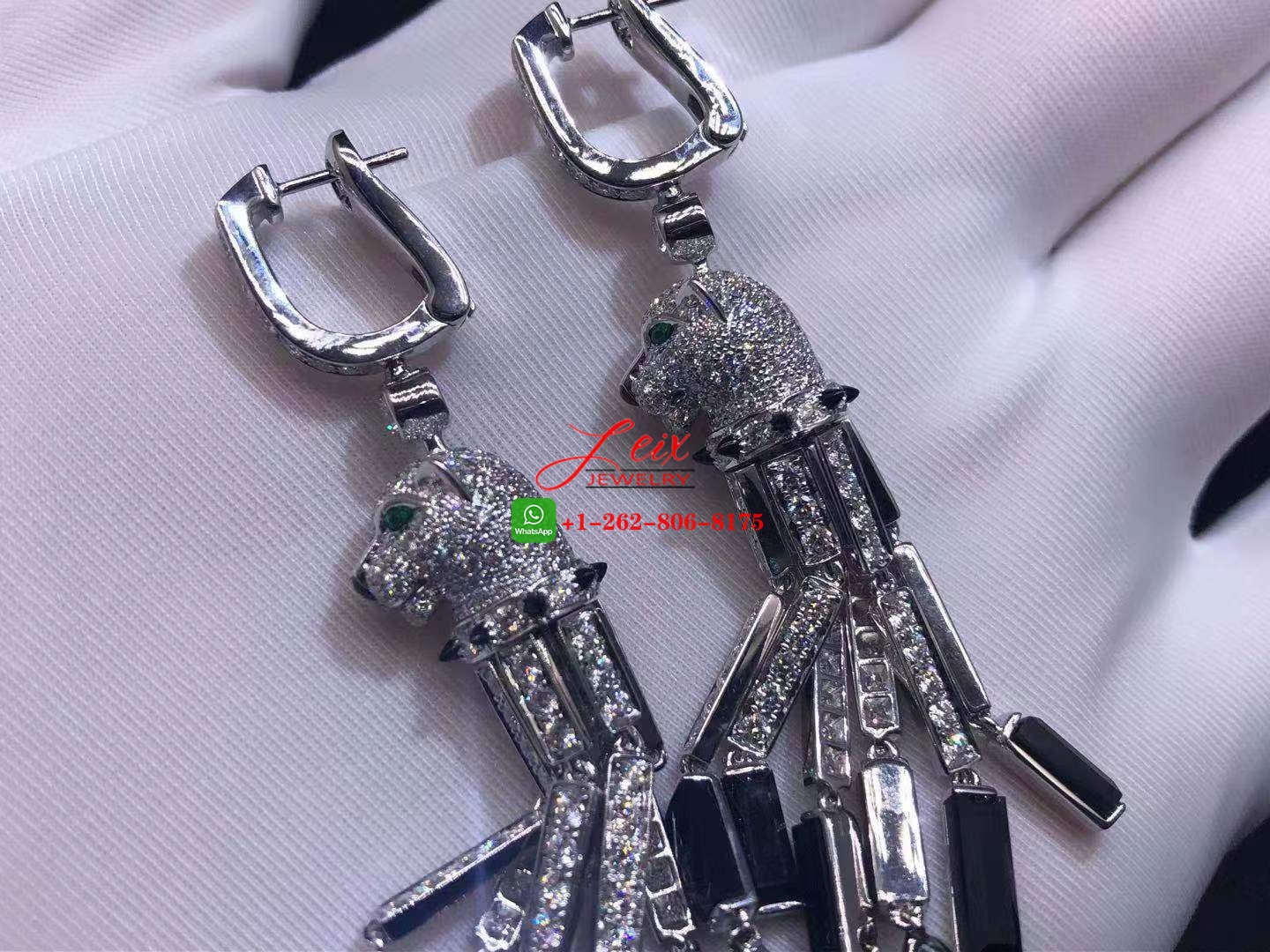 Cartier 18K White Gold 5.95ct Diamond Panthere de Cartier Tassel Earrings (6) Cartier 18K White Gold 5.95ct Diamond Panthere de Cartier Tassel Earrings