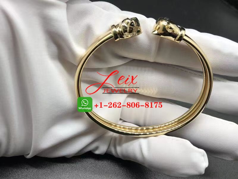 Cartier 18K Yellow Gold Tsavorite GarnetOnyx Panthere de Cartier Two Head Bracelet Cartier 18K Yellow Gold Tsavorite GarnetOnyx Panthere de Cartier Two Head Bracelet