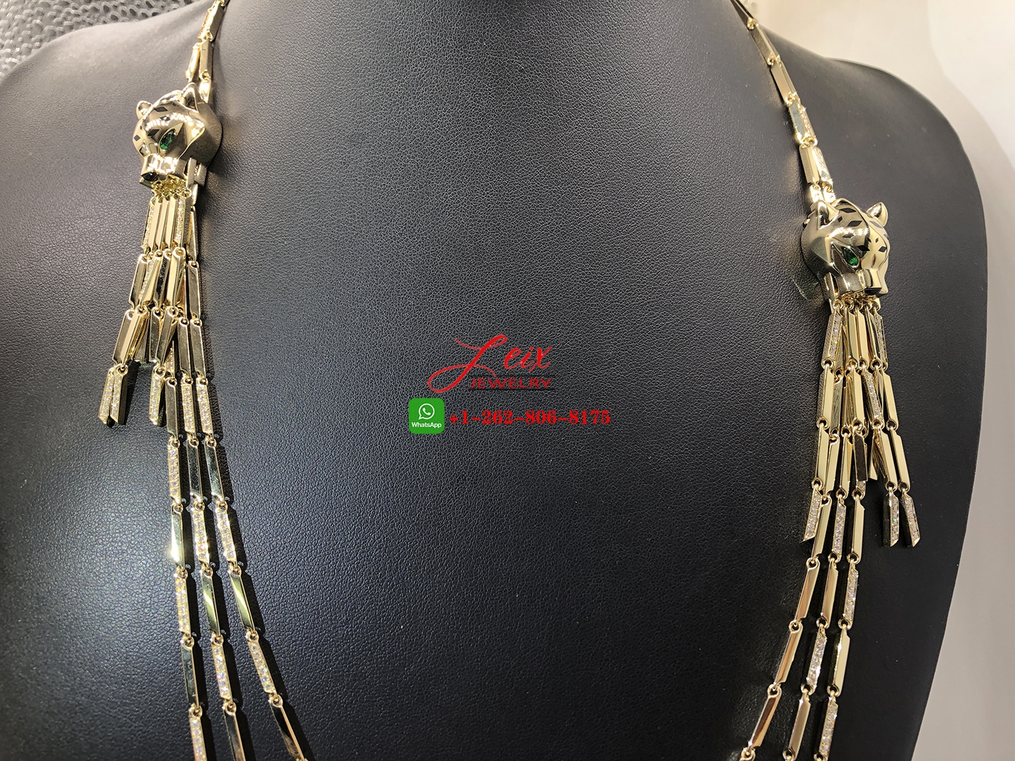 Cartier 18k Gold Double Head Tassel Panthere Multi Strand Vintage Necklace Cartier 18k Yellow Gold Double Head Tassel Panthere Multi Strand Vintage Necklace