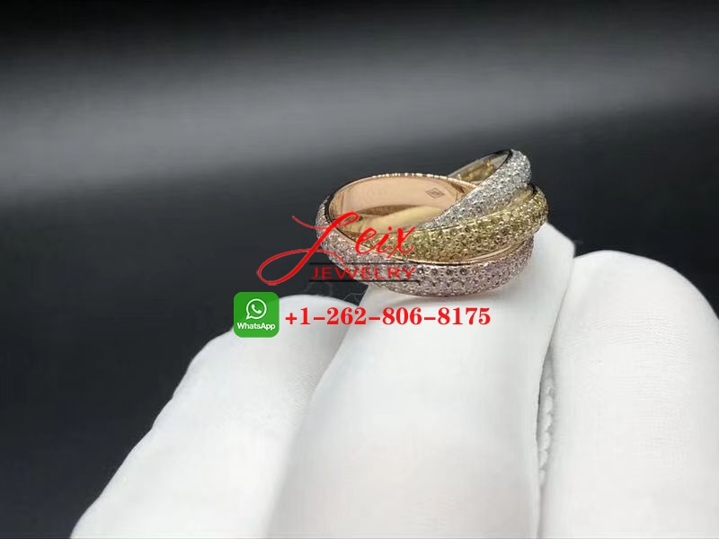 Cartier 18k Gold Pink, Yellow, White Diamond Trinity de Cartier 3 Brand Ring (1) Cartier 18k Gold Pink, Yellow, White Diamond Trinity de Cartier 3 Brand Ring