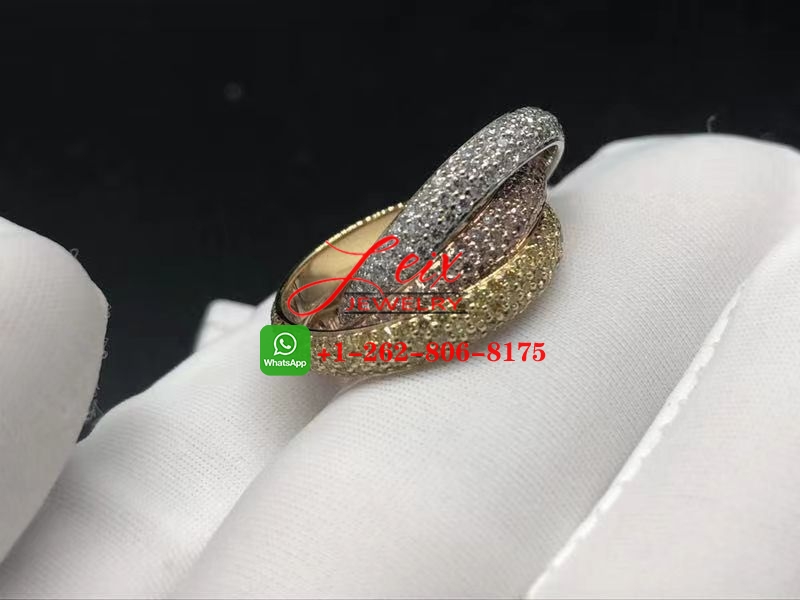 Cartier 18k Gold Pink, Yellow, White Diamond Trinity de Cartier 3 Brand Ring (3) Cartier 18k Gold Pink, Yellow, White Diamond Trinity de Cartier 3 Brand Ring