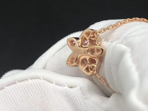Cartier 18k Rose Gold Caresse D'orchidees par Cartier Pink Sapphire & Diamond Pendant Necklace
