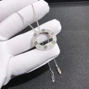 Cartier 18k White Gold 0.34ct Diamond-paved Love Pendant Necklace