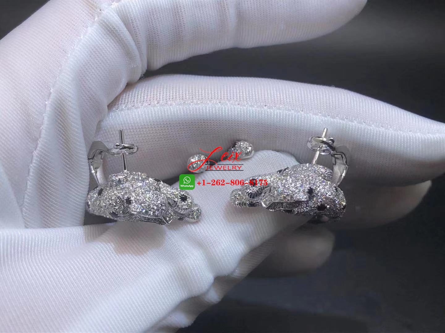 Cartier 18k White Gold 3.11CT Diamond Panthère de Cartier Hoop Earrings (3) Cartier 18k White Gold 3.11CT Diamond Panthère de Cartier Hoop Earrings