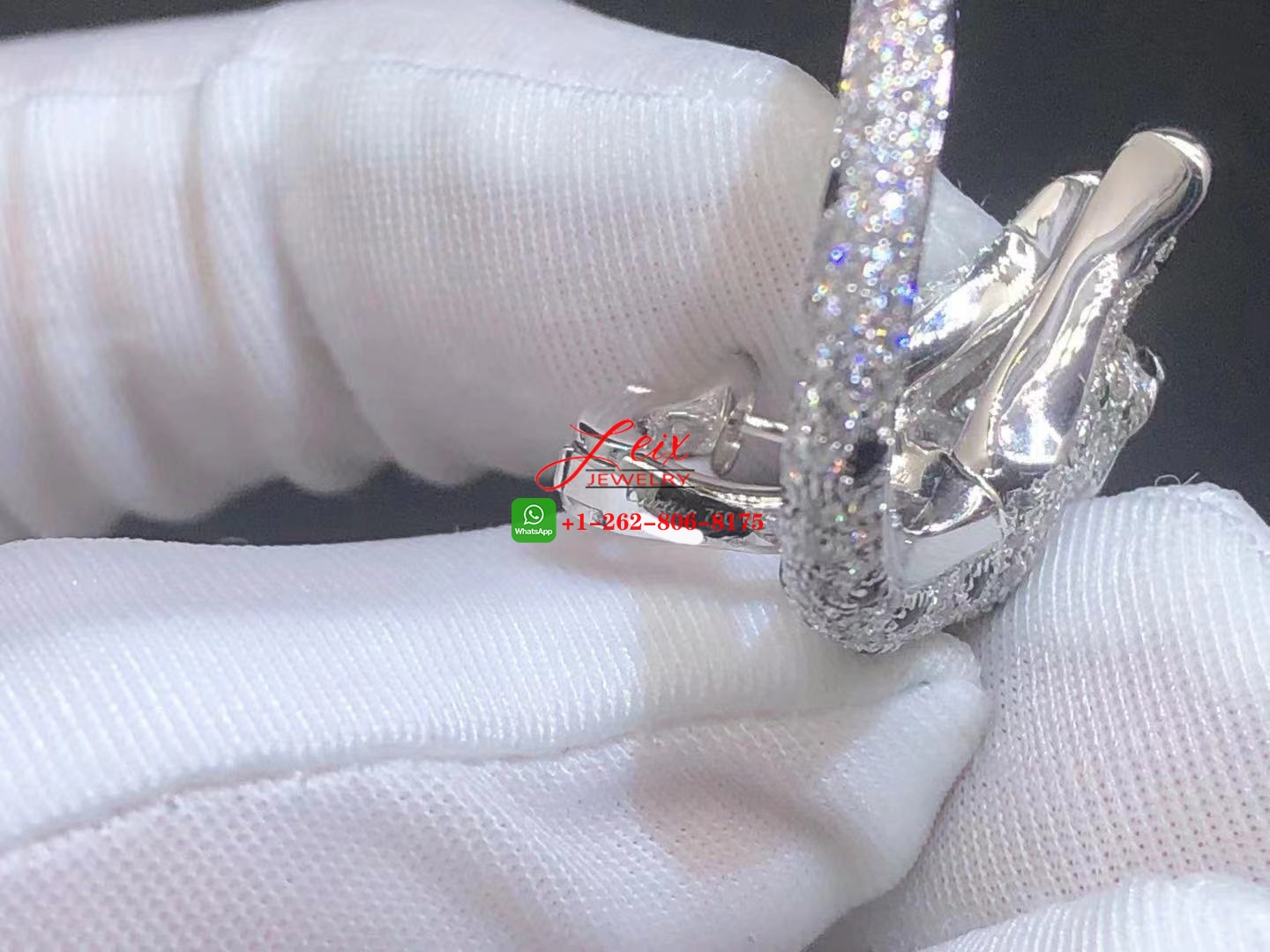 Cartier 18k White Gold 3.11CT Diamond Panthère de Cartier Hoop Earrings (4) Cartier 18k White Gold 3.11CT Diamond Panthère de Cartier Hoop Earrings