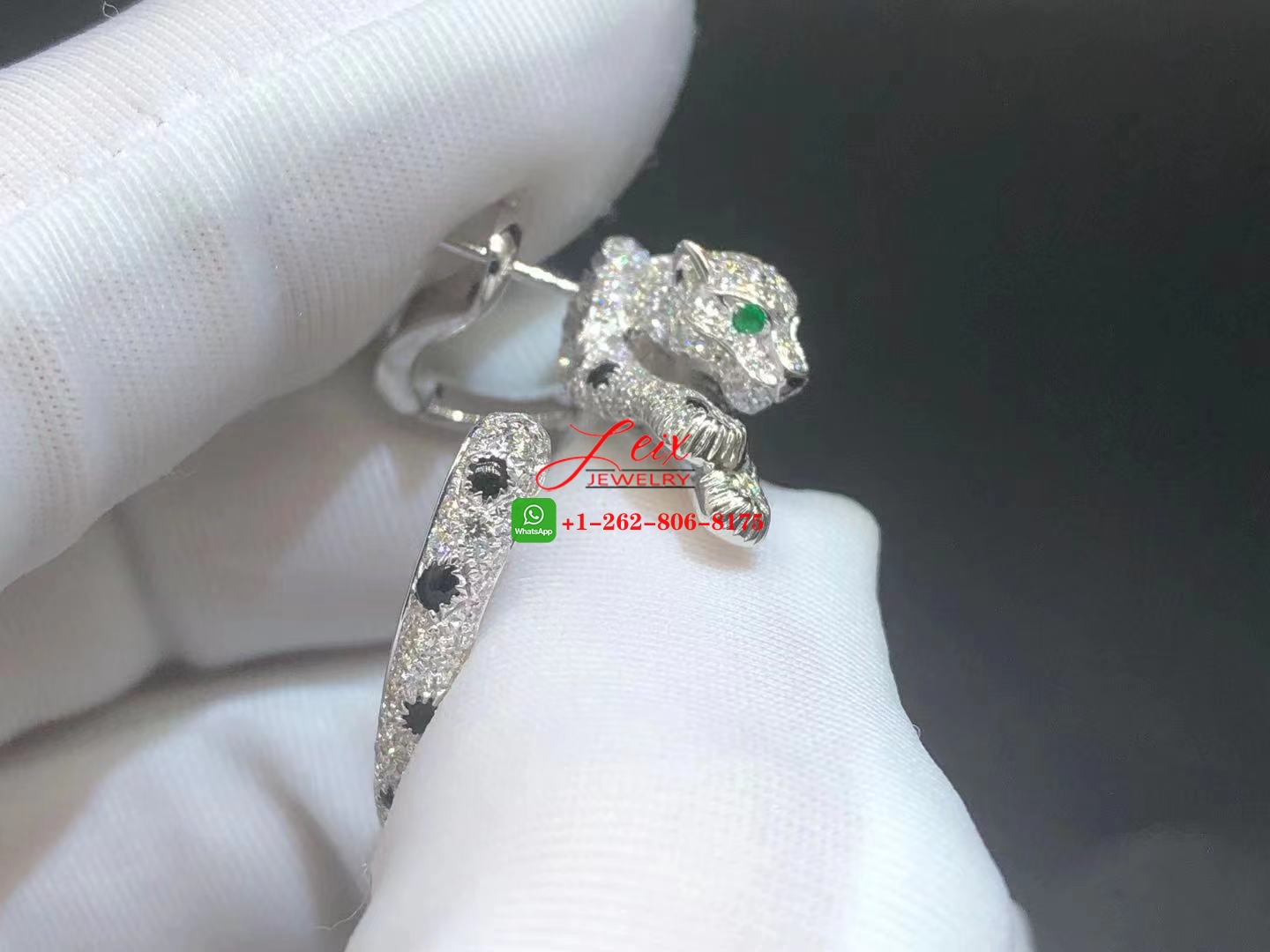 Cartier 18k White Gold 3.11CT Diamond Panthère de Cartier Hoop Earrings (6) Cartier 18k White Gold 3.11CT Diamond Panthère de Cartier Hoop Earrings