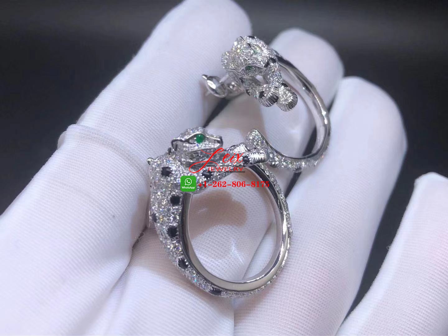 Cartier 18k White Gold 3.11CT Diamond Panthère de Cartier Hoop Earrings (7) Cartier 18k White Gold 3.11CT Diamond Panthère de Cartier Hoop Earrings