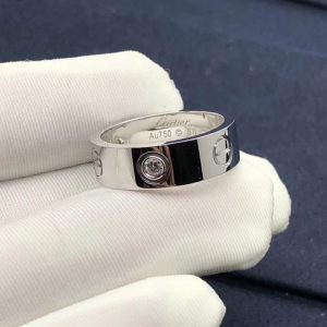 Cartier 18k White Gold 5.5mm Band 3 Diamond Love Ring