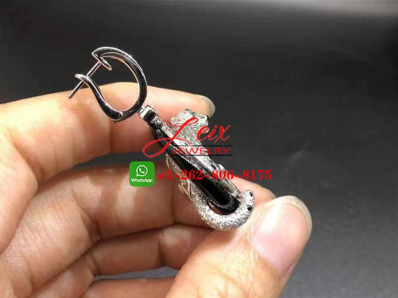 Cartier 18k White Gold Black Jade & 5.13ct Diamond Panthère de Cartier Earrings (2) Cartier 18k White Gold Black Jade & 5.13ct Diamond Panthère de Cartier Earrings