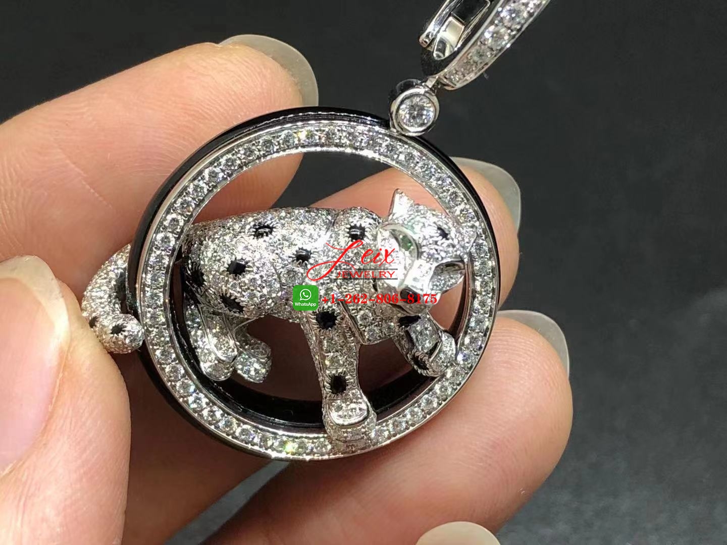 Cartier 18k White Gold Black Jade & 5.13ct Diamond Panthère de Cartier Earrings (4) Cartier 18k White Gold Black Jade & 5.13ct Diamond Panthère de Cartier Earrings