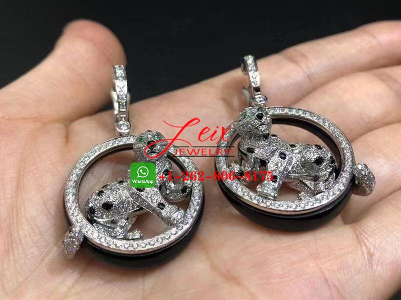 Cartier 18k White Gold Black Jade & 5.13ct Diamond Panthère de Cartier Earrings (8) Cartier 18k White Gold Black Jade & 5.13ct Diamond Panthère de Cartier Earrings